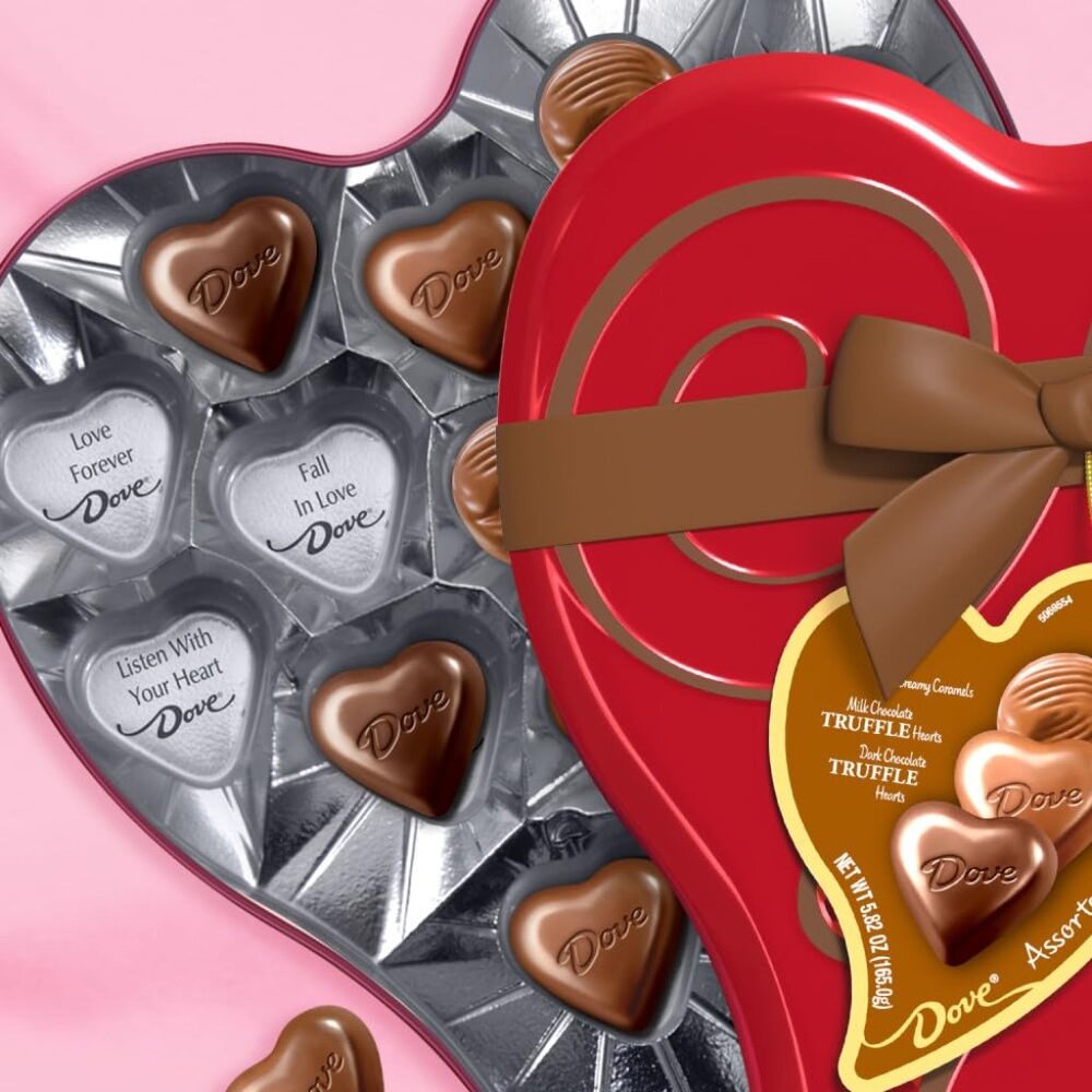Assorted Chocolate Hearts & Truffles, 5.82 oz Heart Tin - Picture 5 of 8